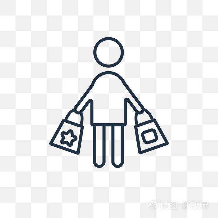 消费者矢量轮廓图标隔离在透明的背景下高品质线性消费者透明度概念