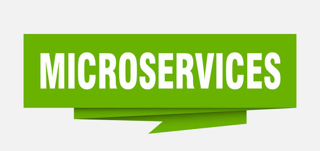 microservices 标志。microservices 纸折纸语音泡沫。microservices 标记。microser