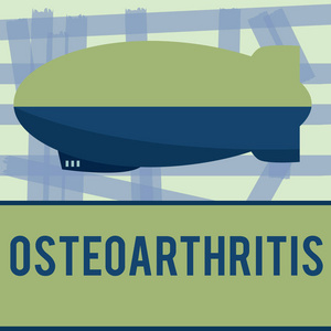 写笔记显示骨关节炎。商业照片展示关节软骨和基础骨