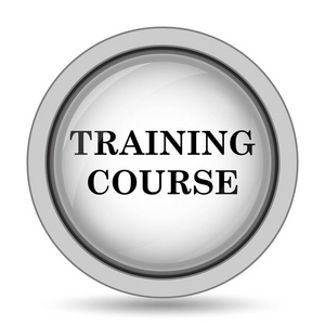 培训课程图标。白色背景上的互联网按钮