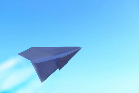 纸飞机在天空中留下了蒸汽痕迹.梦想的地方照片