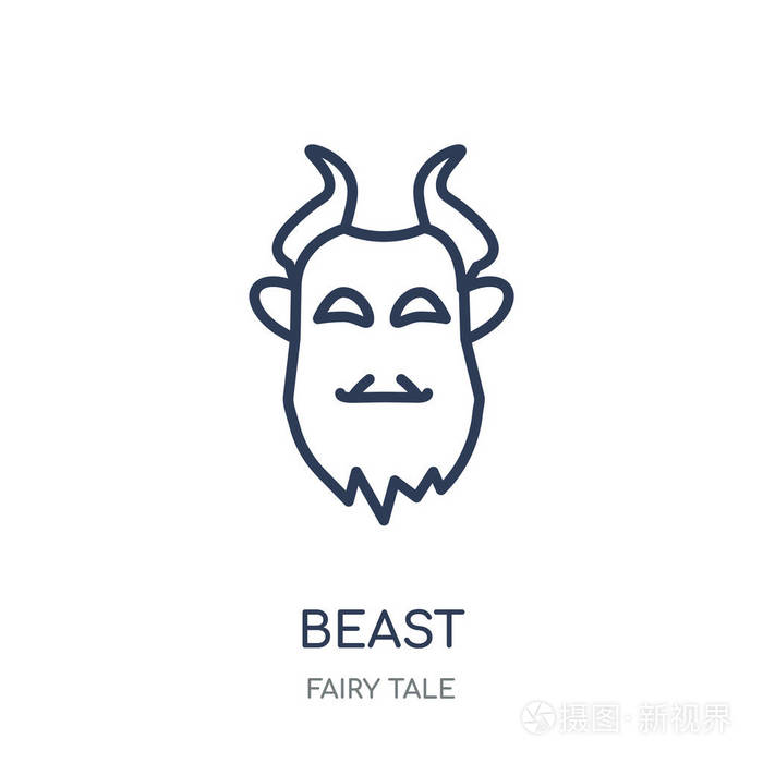 野兽图标野兽线性符号设计从童话收藏简单的大纲元素向量例证在白色