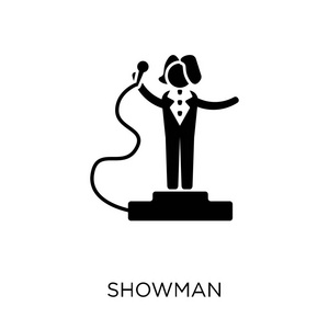 展示人图标。从专业收藏的 showman 符号设计。简单的元素向量例证在白色背景