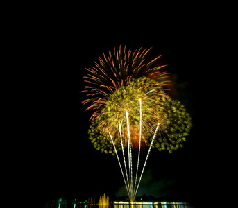 多彩的节日烟花在夜空中