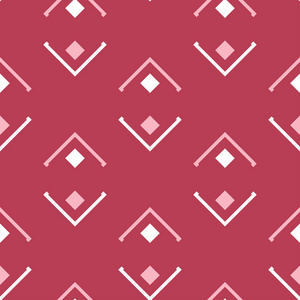 几何背景。红色和米色的墙纸, 纺织品和织物无缝图案