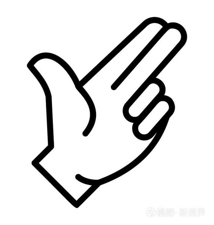 用两个手指向内表示说唱手势的手势插画-正版商用图片08qkno-摄图新