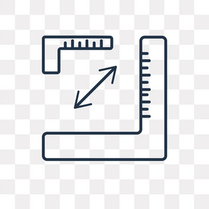 角标尺矢量轮廓图标隔离在透明背景上, 高质量的线性角标尺透明度概念可以使用网络和移动