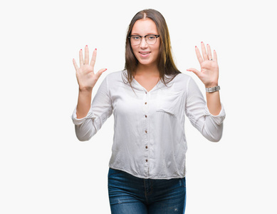 女商人显示四个手指图片