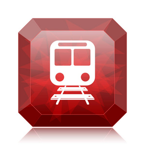 火车图标, 红色网站按钮白色背景