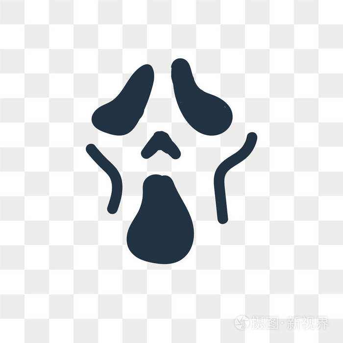 幽灵脸矢量图标隔离在透明背景, 鬼脸徽标概念