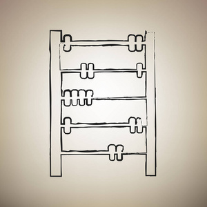 复古算盘符号。向量。画笔绘制黑色图标在浅眉