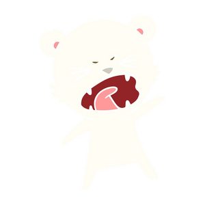 愤怒的扁平颜色风格动画片北极熊