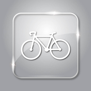 自行车图标。灰色背景上的透明互联网按钮