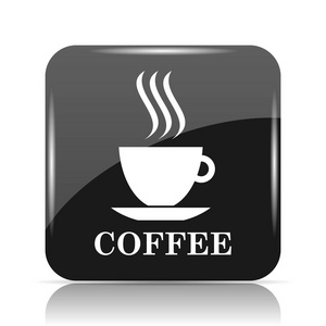 咖啡杯图标。白色背景上的互联网按钮