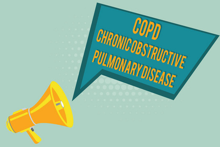 显示 Copd 慢性阻塞性疾病的文本符号。概念性照片部疾病呼吸困难