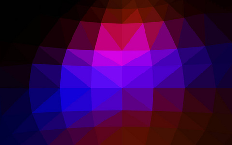 深蓝色, 红色矢量低聚晶背景。多边形设计模式。低多边形插图, 低面背景