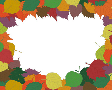秋季季节性背景框或边框与彩色手 dr