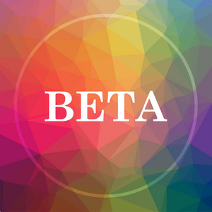 Beta 图标。低聚背景下的 Beta 网站按钮