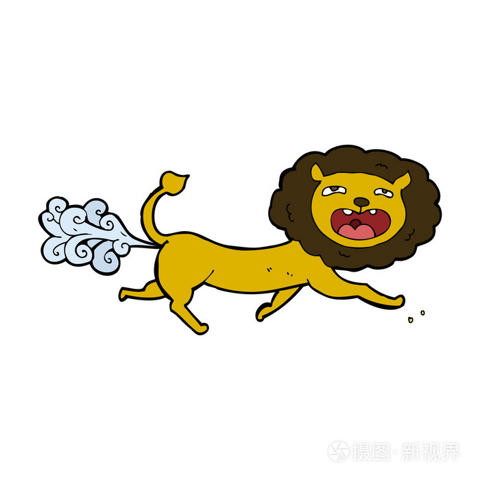 放屁卡通狮子简笔画