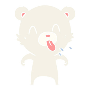 粗鲁的扁平颜色风格动画片北极熊伸出舌头
