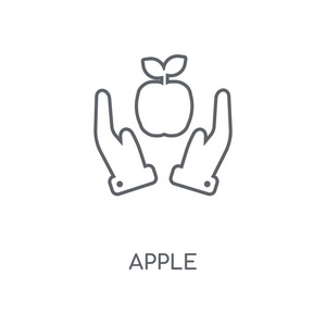 苹果线性图标。苹果概念笔画符号设计。薄的图形元素向量例证, 在白色背景上的轮廓样式, eps 10
