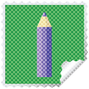 紫色着色铅笔图形方形贴纸邮票图片