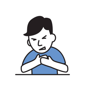 心绞痛和心脏病发作.平面矢量图.在白色背景下隔离照片