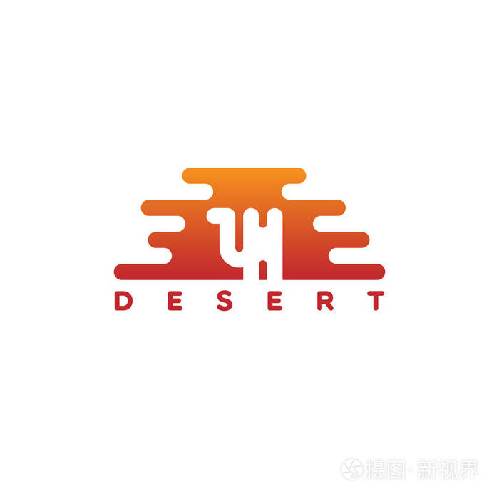 沙漠标志设计模板与骆驼的剪影。矢量插图