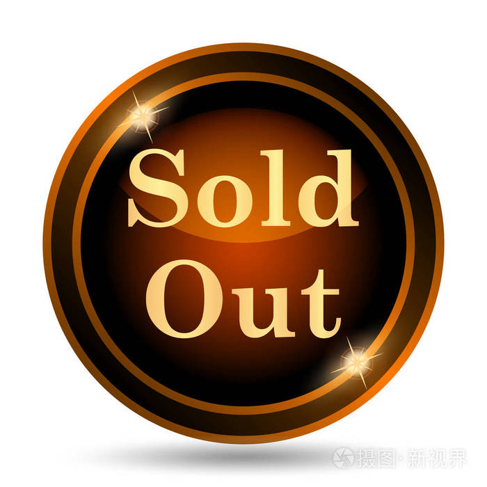 已售出图标.白色背景上的互联网按钮