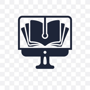联机库透明图标。从教育馆藏中的在线图书馆符号设计