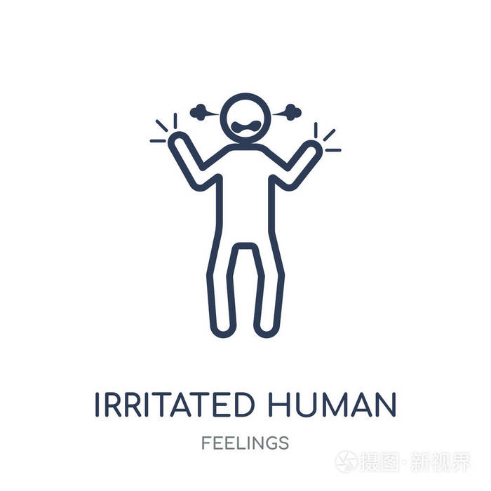 激怒人类的偶像刺激的人类线性符号设计从感情收集简单的大纲元素向量