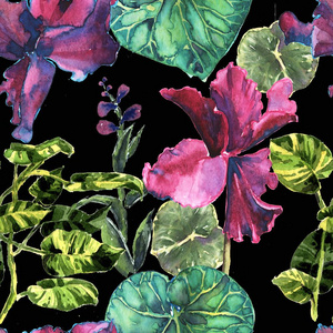 无缝的热带花卉 植物 叶图案背景