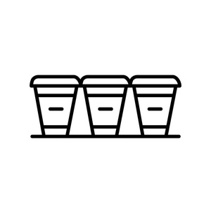杯子图标矢量隔离在白色背景, 杯子透明标志, 细线设计元素的轮廓样式