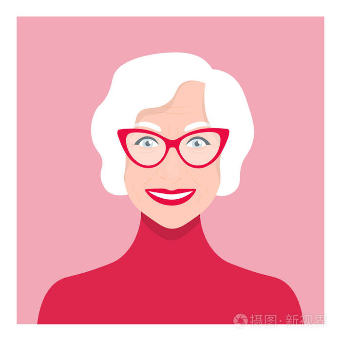 养老金领取的肖像.祖母.矢量平面图