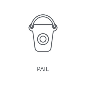桶线性图标。pail 概念笔划符号设计。薄的图形元素向量例证, 在白色背景上的轮廓样式, eps 10