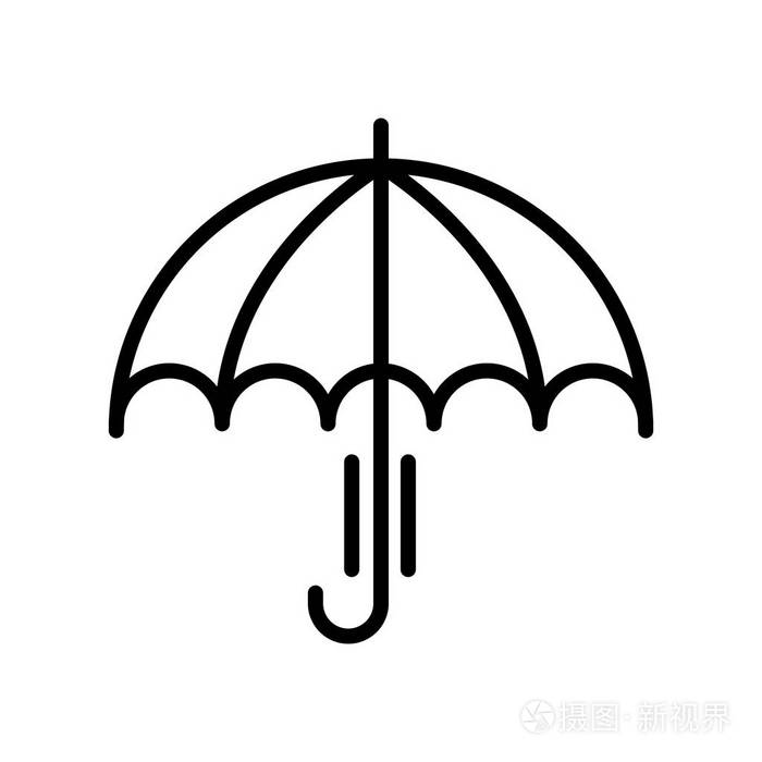 伞图标矢量符号和符号隔离在白色背景上, 雨伞徽标概念