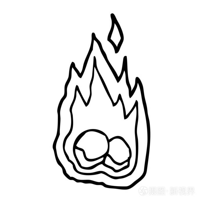 线条画动画片燃烧煤