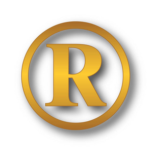 已注册标记图标.白色背景上的互联网按钮照片