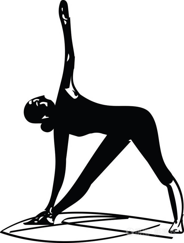 妇女做瑜伽, 抽象线图画向量例证