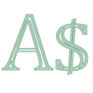 美元澳大利亚货币符号图标矢量插图