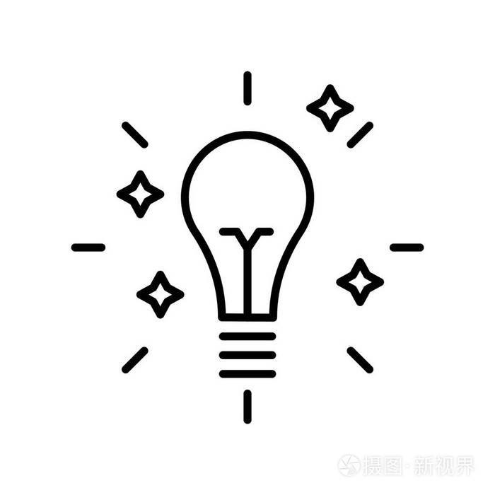 想法图标向量被隔绝在白色背景, 想法标志, 稀薄插画-正版商用图片08