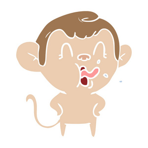 疯狂的扁平颜色风格动画片猴