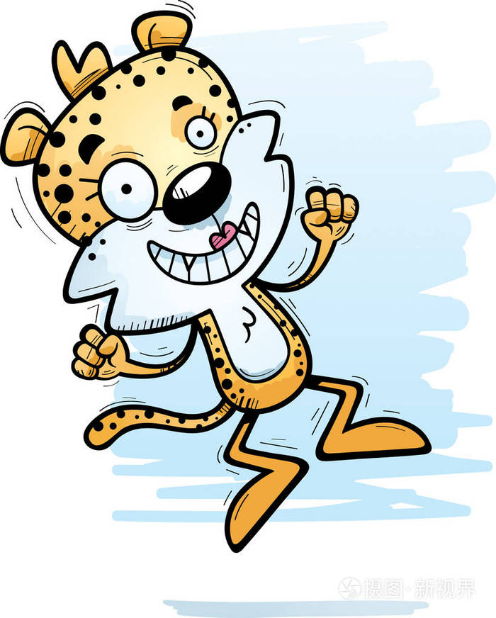 一只雌性豹跳的卡通插图