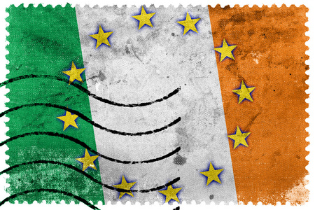 爱尔兰和欧洲联盟旗帜旧邮票