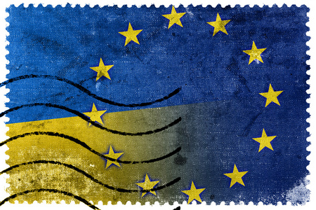 乌克兰和欧盟旗帜旧邮票