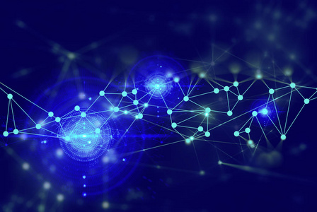 蓝网抽象连接到网络背景照片