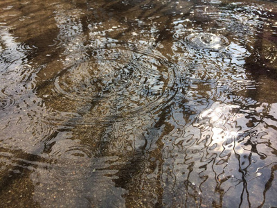 雨季雨水落在地上