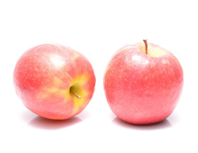 白色背景上的粉红女士苹果