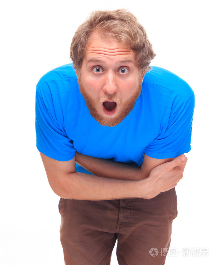 张开的嘴巴震惊男人的肖像