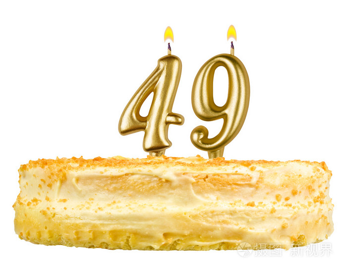 点着蜡烛的生日蛋糕数字四十九